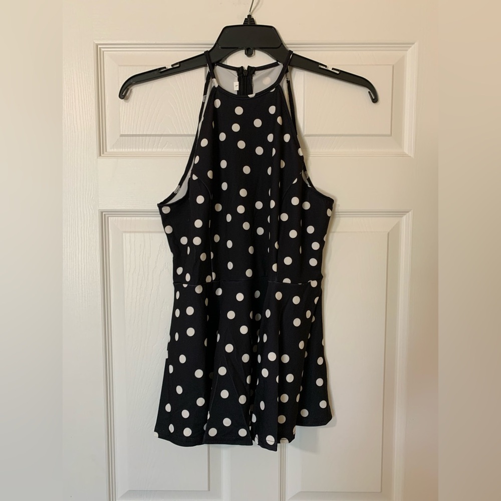 Black and White Polka Dot Tank Top‎ Size L Retro Y2K Coquette